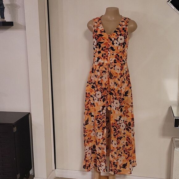 BRAND NEW DU JOUR  MAXI A-LINE SKIRT with ASYMMETRICAL SLIT DRESS - Picture 2 of 13